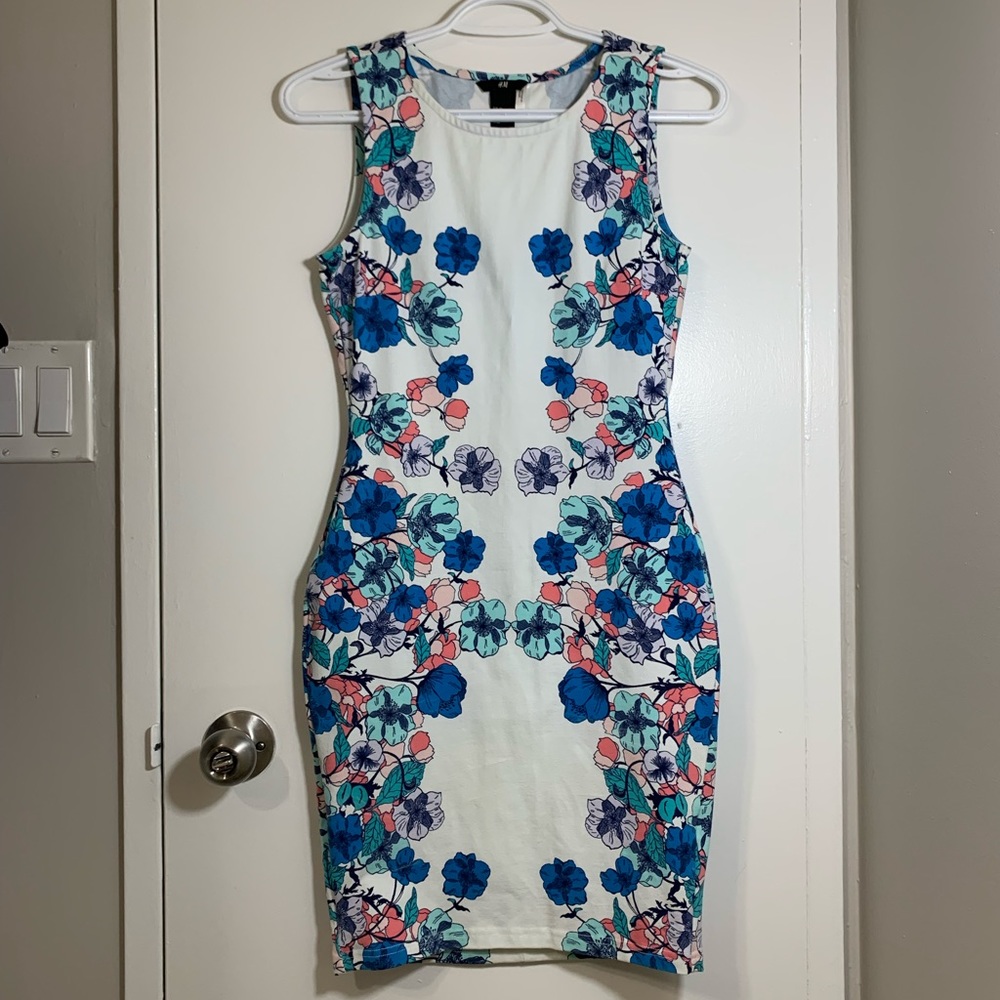 H&M Floral Midi Bodycon Dress